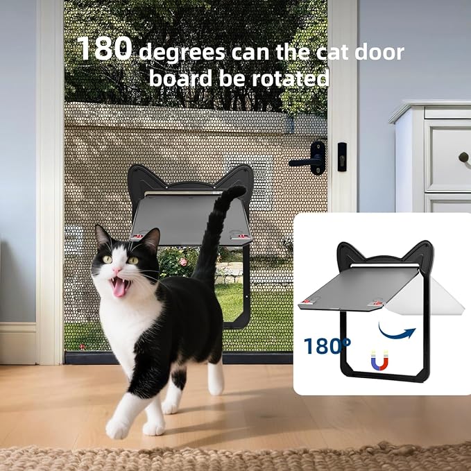 AuraSphere Pet Screen Door Magnetic Lock for Small Dogs and Cats | Size XL (11.1x8.94in). For Screen Doors. Easy DIY Install. Durable, Scratch-Resistant. Safety Latch for Pets.