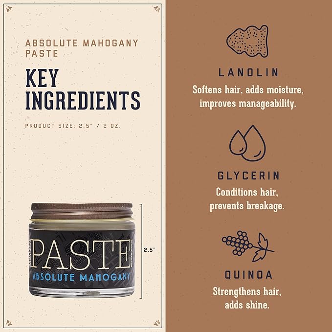 18.21 Man Made Hair Styling Product, 2oz. Absolute Mahogany Scent in Paste with Natural Shine Finish
