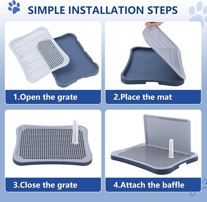 Pee Pad Holder, Indoor Potty Tray for Puppy and Small Size Dog with Pee Wall, Non-Skid Feet, 20x15.4x1.4 inch (Medium)