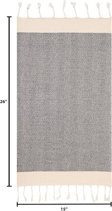 BAY LAUREL Turkish Hand Towel – Pack of 2 | Soft & Absorbent Decorative Towels for Bathroom, Hand, Face, Hair, Gym, Yoga, SPA, Kitchen & Tea | Boho Decor (Latte, Herringbone 15x26 Inches (Set of 2)