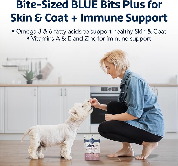 Blue Buffalo Bits Plus Salmon Dog Treats, 3.5 oz | Skin & Coat Health, Omega 3 & 6 Fatty Acids, Vitamin A, E & Zinc for Immune Support
