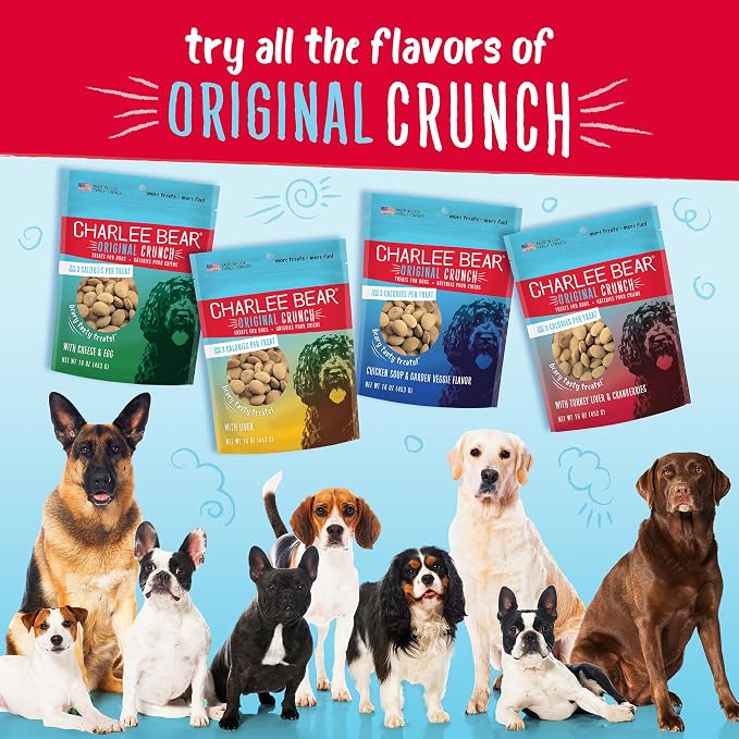 Charlee Bear Original Dog Training Treats, Chicken Soup & Veggie, 16 oz | Pocket-sized Training Treats, Crunchy Dog Treats, Limited Ingredient Recipe, Under 3 Calories per Treat, Made in USA