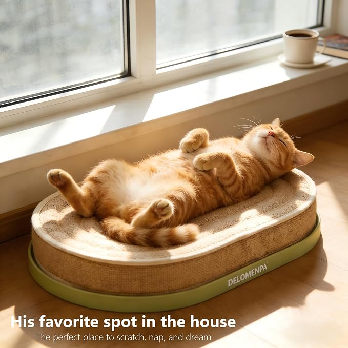 Large Sisal Cat Scratcher Lounge, 2-in-1 Cat Bed with Durable Base & Plush Foam Cushion, Non-Shedding Cat Scratching Pad for Indoor Cats,22"x14", No Mess Furniture Protector