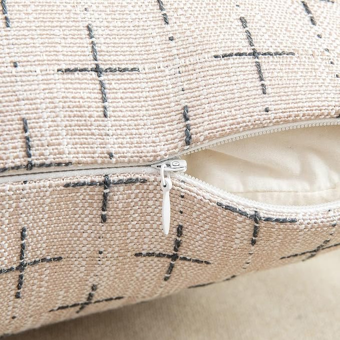 MIULEE Pack of 2 Decorative Burlap Linen Euro Sham Christmas Throw Pillow Covers Modern Farmhouse Pillowcases Rustic Woven Textured Cushion Cover for Sofa Couch Bed 26x26 Inch Beige