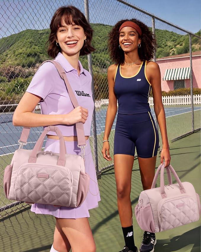 LOVEVOOK Small Gym Bag for Women with Yoga Mat Holder, Workout Bag with Large Tumbler Holder Pocket,Carry on Bag for Workout Dance Pilates Ballet Swimming Travel，Pink