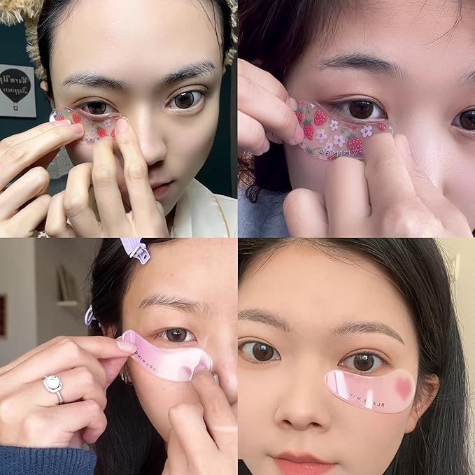 Self Adhesive Silicone Under Eye Pads, Reusable Moisturizing Under Eye Patches for Lash Lift & Eyelash Extensions, Soft Lash Extension Tools Eye Gel Pads for Salon & Home Use(strawberry 6 pairs)