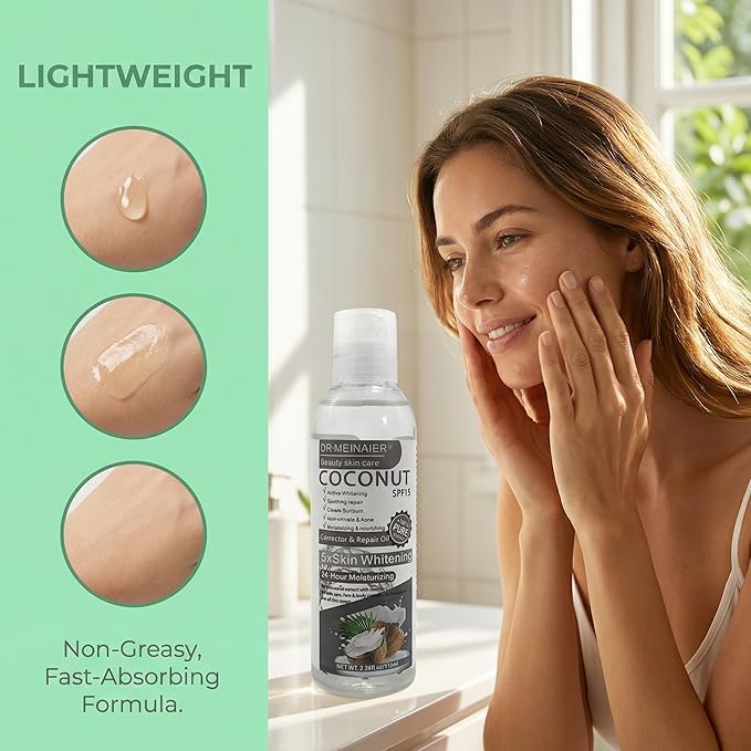 Coconut Oil for Skin & Hair Care Repair Oil with SPF 15 UV Protection Moisturizing Glowing for Dry Skin Frizzy Damaged Hair Massage Oil with Vitamin E Avocado Jojoba Oil 118ml/3.99fl.oz Elitzia