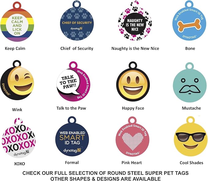 Dynotag® Web Enabled Super Pet ID Smart Tag. Deluxe Coated Steel, with DynoIQ™ & Lifetime Recovery Service. Fun Series (Purple: Have Your People Call My People)