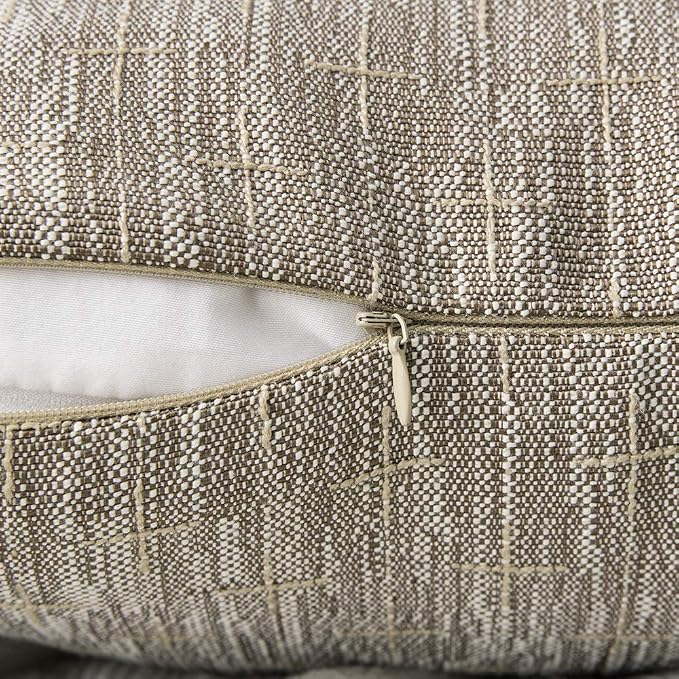 MIULEE Pack of 2 Decorative Burlap Linen Throw Pillow Covers Modern Farmhouse Pillowcase Rustic Woven Textured Cushion Cover for Sofa Couch Bed 18x18 Inch Light Brown