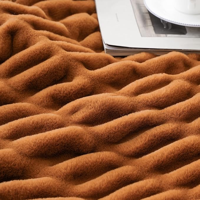 BATTILO Faux Fur Throw Blanket for Couch, Fall Decor, 60"x80", Double Side | Burnt Orange Throw Blanket, Fall Throw Blanket, Silky Cozy Soft Mink Faux Fur Blanket For Bed, Sofa, Living Room