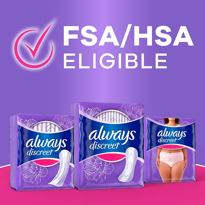 Always Discreet Incontinence Panty Liners for Women with Bladder Leaks, Size 2, Very Light Absorbency, Up to 100% Bladder Leak Protection 69 CT