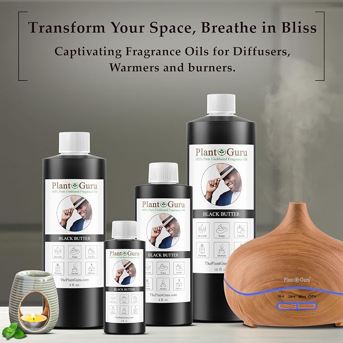 Black Butter Fragrance Oil 8 fl. oz. Scented Oil for DIY Soap Making, Candles, Bath Bombs, Body Butters. Used in Aromatherapy Diffusers, Burners and Warmers. Great Addition to Lotions and Creams.