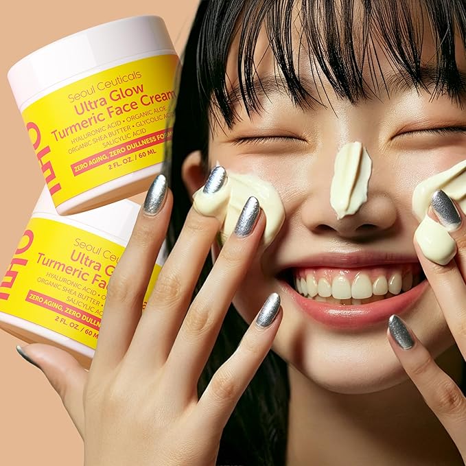 SeoulCeuticals Korean Skin Care Turmeric Cream – Face Moisturizer for Dull Dry Skin - Korean Skincare K Beauty for Glass Skin 2oz