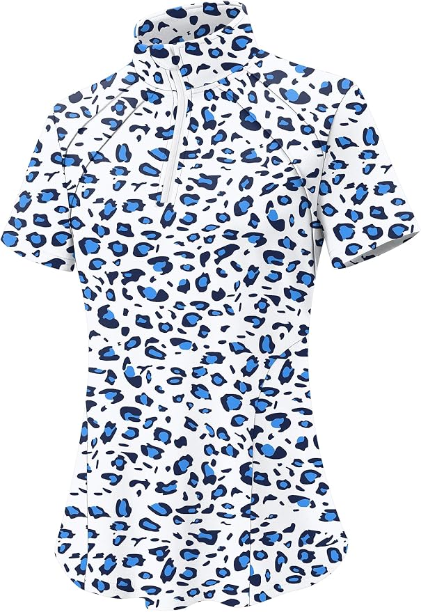 LOMON Womens Golf Polo Shirt Summer Short Sleeve Quarter Zip Outfit | Side-Pockets,Princess Seams,Cotton,Wrinkle Free,Moisture Wicking,Quick-Dry,Lightweight,Collared,for Tennis Workout