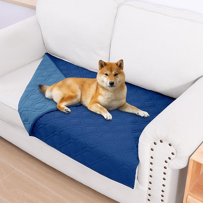 Smiry Reversible Waterproof Pet Couch Covers for Sofa | Washable Dog Couch Sofa Covers, Water Resistant Furniture Protector Slipcover, Geometric (30"x53", Navy/Blue)