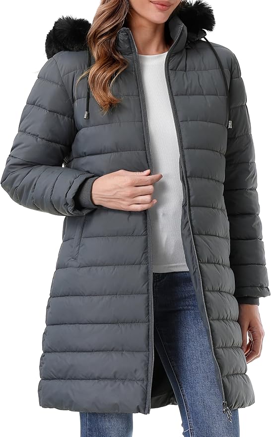 GOLDLADIES Women's Waterproof Long Down Jacket,Warm Winter Hooded Puffer Coat Thickened for Hiking Outdoor