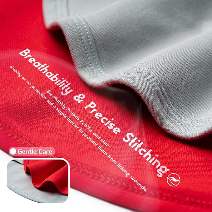 Koneseve Dog Shirts Breathable Cotton Stretchy - Sunny Red & Smoky Blue L | 2-Pack Soft Basic T-Shirt for Small Dogs & Cats, Solid Plain Outfit for All Seasons, Easy Pull-On, Daily Wear & Outdoor Walks