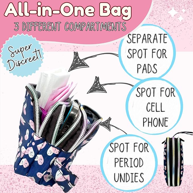 Mark and Lola’s First Period Pal Pack Gift Box | First Period Kit for Tweens & Teens | Pads, Panty Liners, Confidence-Boosting Essentials, First Period Gift Box & Discreet Bag (Hearts)