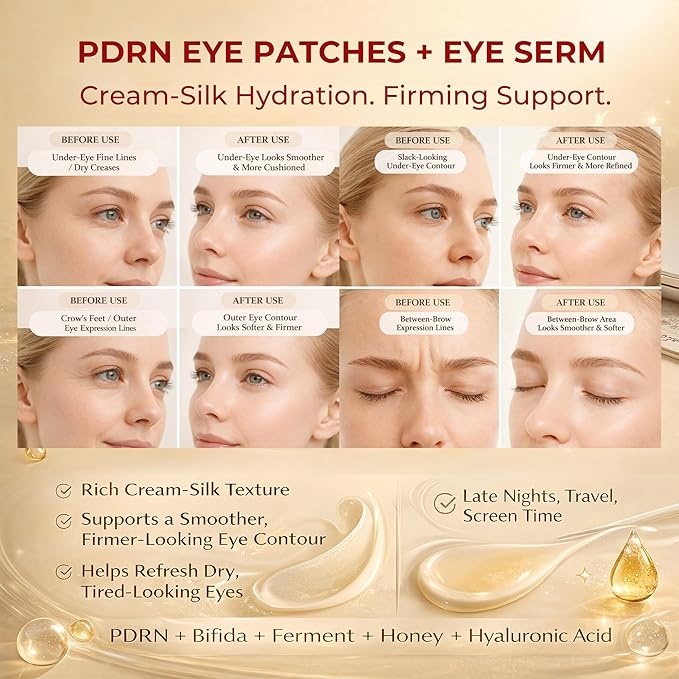 GONIM Eye Patches Collagen Under Eye Patches with Eye Serum, Retinol PDRN Eye Masks for Puffy Eyes and Dark Circles, Anti Aging Cream-Silk Texture Under Eye Mask, Gifts for Women, Hydrating 8 pcs