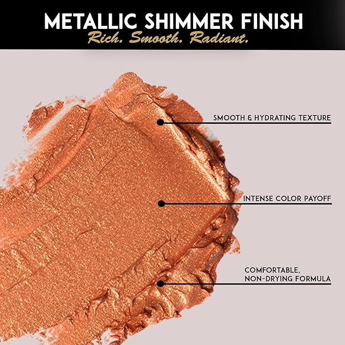 L'Paige Designer Lipstick - Metallic Frosted Copper Finish, Rich Orange-Brown Shade, w/ Aloe Vera Infused, Long-Lasting & Moisturizing, Smooth & Comfortable Application for All-Day Wear, Shade L05
