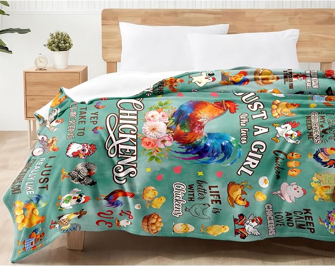 Chicken Blanket Gifts for Chickens Lovers Soft Flannel Chicken Throw Blanket Bedding Decor for Women Adults 50"x40"