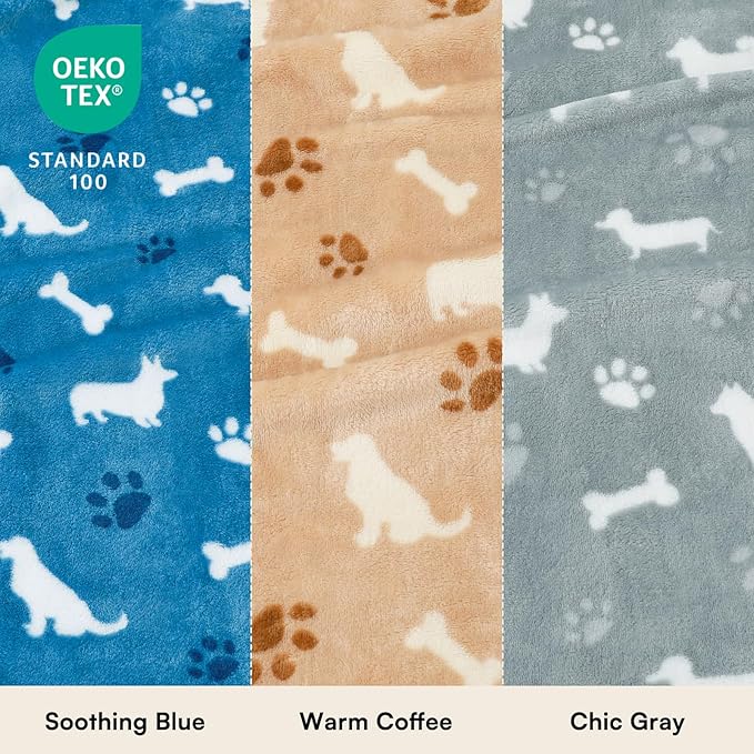 Luciphia 3 Pack Cute Dog Blankets Soft Fleece for Small Puppy Cat,23"x16" | 280GSM Fuzzy Doggy Kitten Throw Blankets Washable for Crate Bed Couch Car Indoor - Puppy Essentials Dog Gift