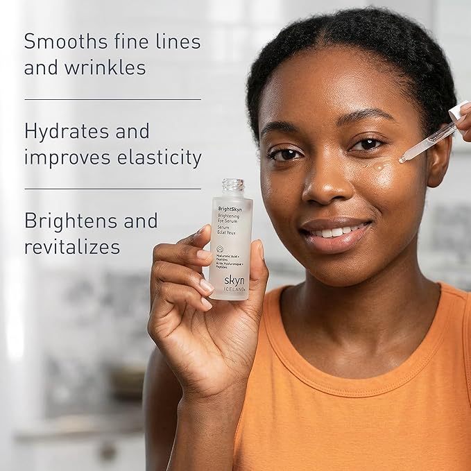 Skyn ICELAND Brightening Eye Serum, Peptides And Hyaluronic Acid Treatment, Helps Smooth Wrinkles, Improve Elasticity And Brightness. Lightweight Hydrating Formula For Under Eye Area, 0.4 Fl Oz