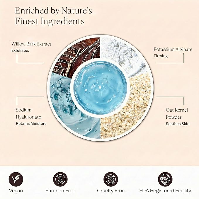 Jelly Face Mask for Facials - Hyaluronic Acid Hydrating, Brightening & Nourishing Jelly Mask with Free Jade Roller & Spatula | Professional Hydrojelly Masks | Vajacial Jelly Mask Powder | 23 Oz Jar