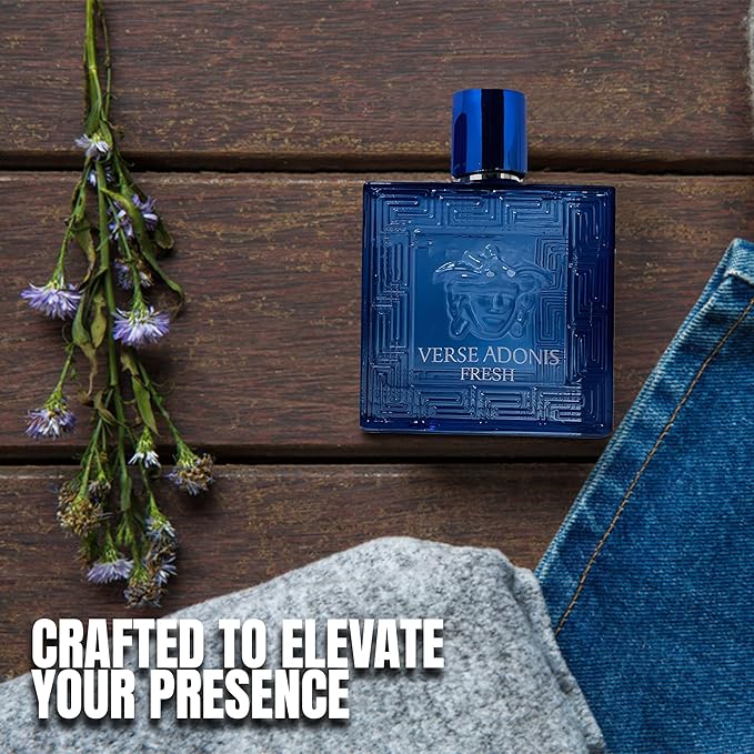 AFLUXE 2PCS Mens Perfume Cologne Long Last Strong EDP Natural Spray Gift Set, with Cocoa, Dried Fruits, Woody Fragrance for Daliy Use, 3.4 Fl Oz / 100 mL Each (Verse Adonis Fresh & Vanilla Tobacco)