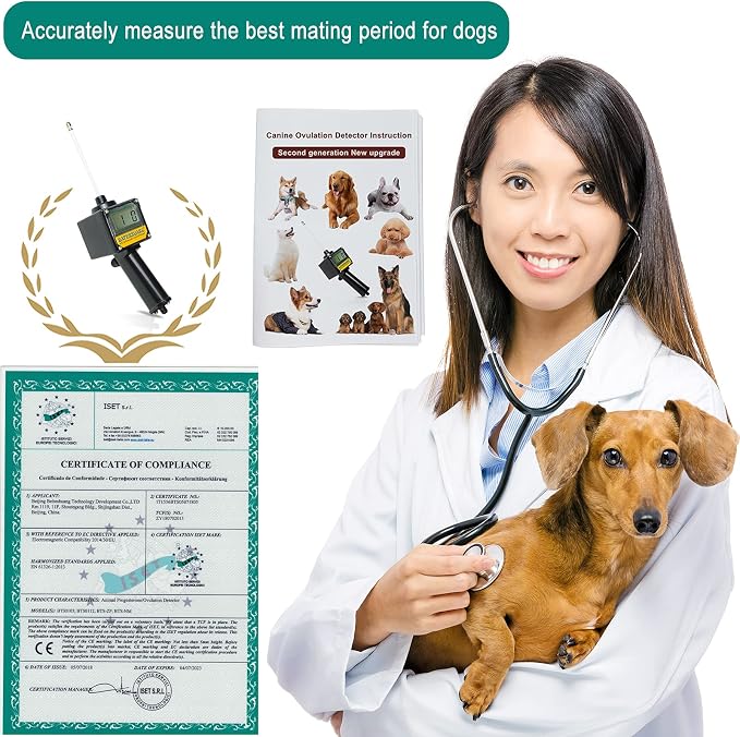 Dog Ovulation Detector,Canine Breeder Tester Artificial Insemination Dogs Breeding Machine,Convenient Formulate Mating Pregnancy Planning,with Detailed English manual and Premium storage box