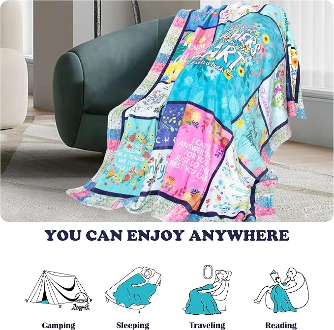 Teacher Gifts Blanket for Women Appreciation Gift Graduation Birthday Retirement Thank You Gifts Christmas Back to School Throw Blankets for Teacher 60"x50"