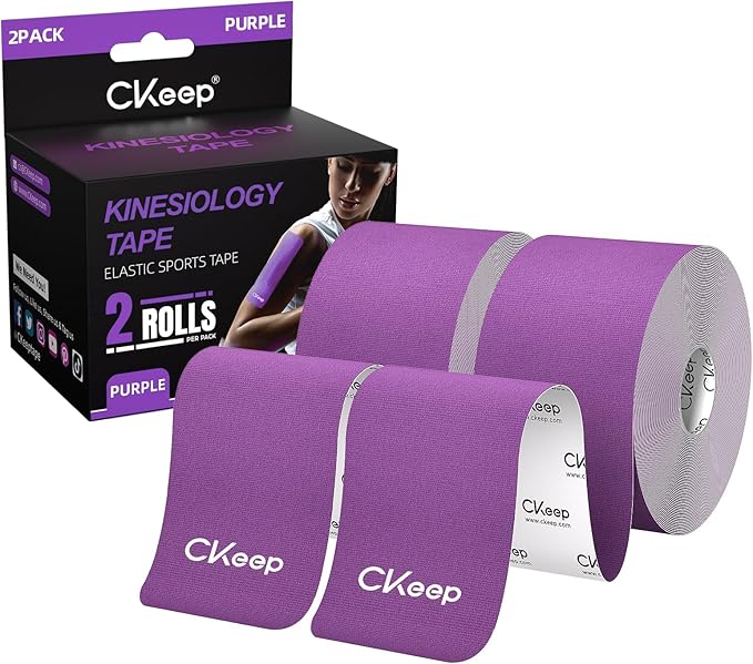 CKeep Kinesiology Tape, Uncut 2 Rolls, Original Cotton Elastic Premium Athletic Tape,Latex Free Hypoallergenic, 2inch x 16ft, Purple