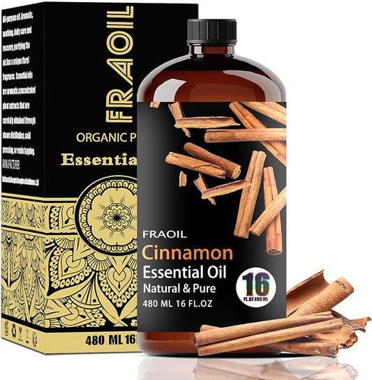 Cinnamon Essential Oil, Cinnamon Oil 16 Fl Oz 480 ML for Diffuser Humidifier Yoga Cleaning DIY Candle Soap Making Perfume Gift Essential Oils
