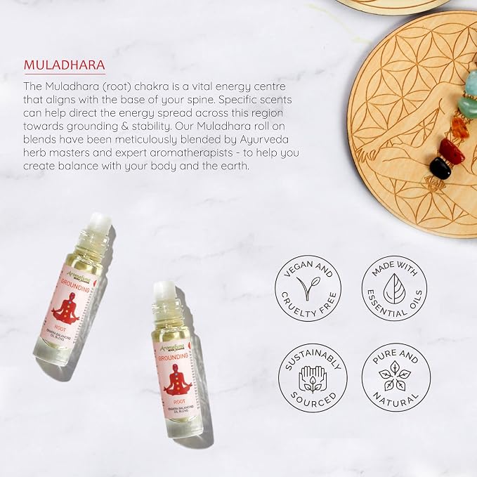Frankincense & Patchouli Root Chakra Essential Oil Roll-On Blend | 10ml | Travel Size | Aromatherapy for Chakra Balance | Ideal for Meditation, Yoga | 100% Natural, Non-Toxic by Aromafume