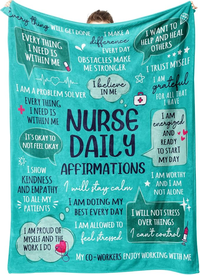 Craftique Nurse Gifts for Women Men- Nurse Blanket with Daily Affirmations | LPN RN Gifts for Nurses, Appreciation/Graduation/Christmas/Birthday Gifts for Nurse, Nursing School, Nurses Week/Day, Soft