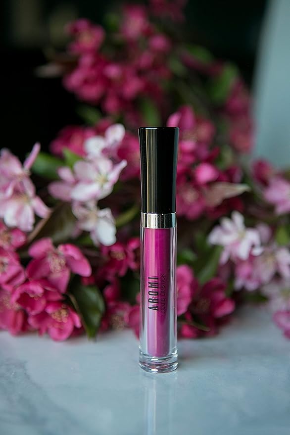 Aromi Matte Liquid Lipstick | Long-Lasting, Smudge Proof, Purple Magenta Lip Color, Waterproof, Pink Raspberry, Paraben, Phthalate, + Gluten Free (Forbidden Fuchsia)