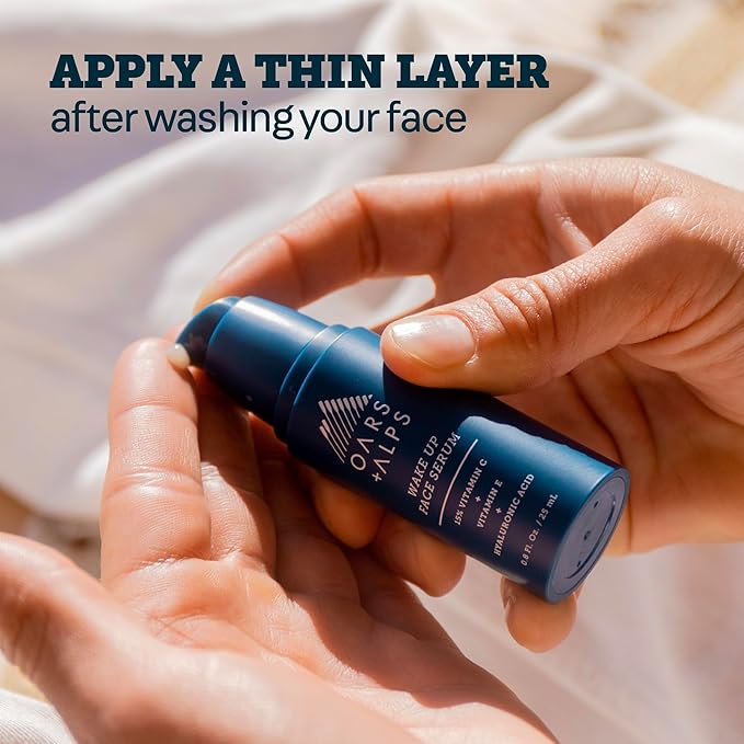 Oars + Alps Vitamin C Serum for Face, Anti Aging Face Serum with Vitamin C, Hyaluronic Acid, and Vitamin E, All Skin Types, Targets Wrinkle, Dark Spots, Lines, Uneven Tone, TSA Friendly, 0.8oz