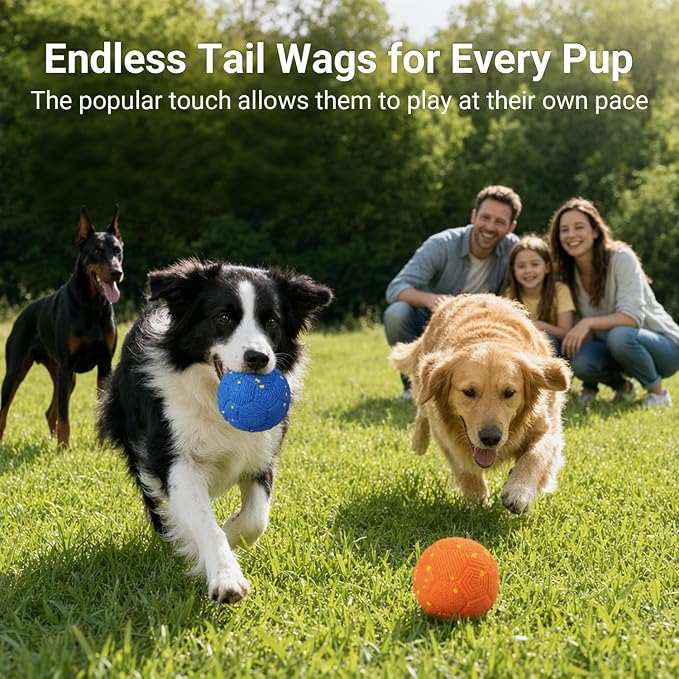 2-Pack Interactive Dog Balls, Automatic Moving, Bouncing, and Rotating Pet Balls with E-TPU Material, Smart Moving Toy with 3 Interactive Modes, Durable E-TPU Construction, IP65 Protection