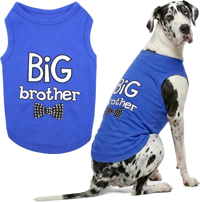 Parisian Pet Dog Shirt – 100% Cotton Shirts for Large Dogs – Blue Sleeveless Pet Clothes – Lightweight and Breathable Dog Apparel – Boy Big Brother Dogs Clothes - Stretchy Pet T Shirts