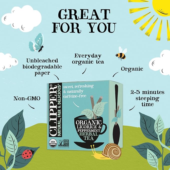 Clipper Organic Licorice & Peppermint Tea, Caffeine Free, 50