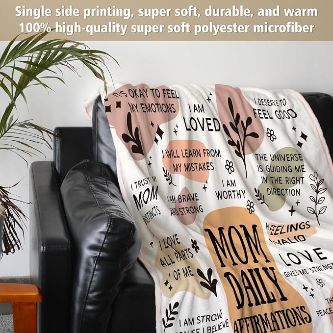 BaubleDazz New Mom Gifts Blanket, Mom Daily Affirmations(50" x 60") | Postpartum Pregnancy Gifts for First Time Moms, Mommy to Be, Mama, New Mom Essentials, Birthday Gifts for Mom