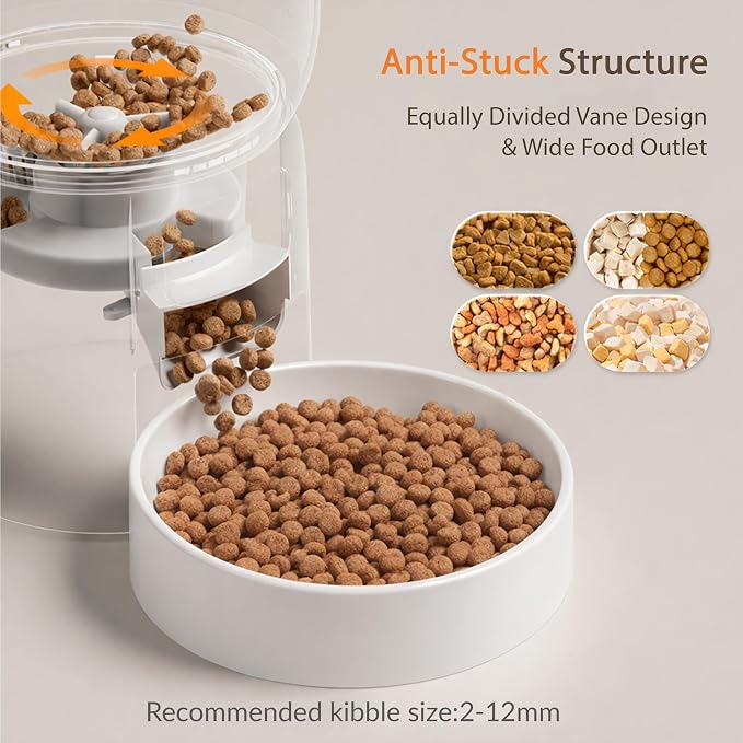 Automatic Pet Feeder with App Control for Cats&Dogs | Dual Power Supply, 5G/2.4G WiFi, Desiccant Bag, Large Capacity, Precision Injection-Molded Construction