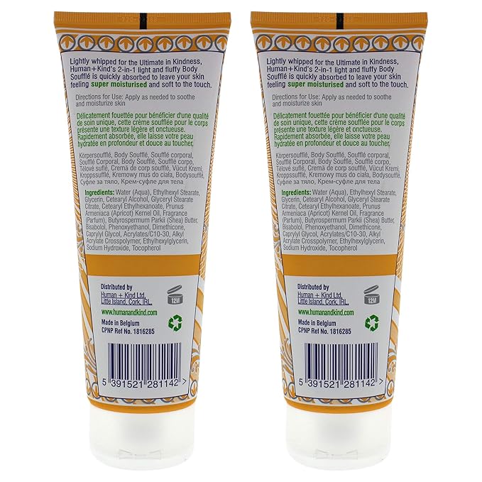 Human+Kind Body Souffle Cream - Tube Unisex 6.76 oz - Pack of 2