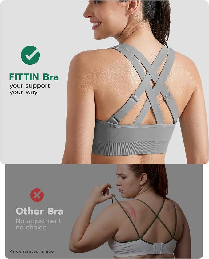 FITTIN Adjustable Sports Bra for Large-Bust: Adjust Support for Workout | No More Settling Dial in Your Perfect Fit Full Coverage No Spillage for Gym & Yoga - for C–DDD Cup Plus Size Large Bust Women