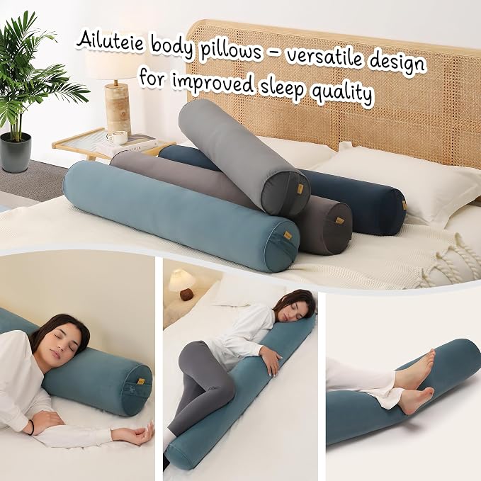 Body Pillow for Adults,Long Round Pillow,Big Cylindrical Pillow,Large Full Bolster Pillows for Side Sleepers (Slate Blue, 47.24"*7.87")
