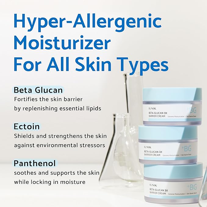 IUNIK Beta-Glucan Hydration Serum & 3x Barrier Moisturizing Cream Set – Deep Hydration, Skin Barrier, Anti-Aging Face Moisturizer Duo for Dry Sensitive Skin | Vegan Korean Skincare with Panthenol