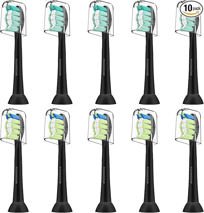 Replacement Toothbrush Heads for Philips Sonicare Replacement Heads Compatible Electric Toothbrush Heads, 10 Pack, Black