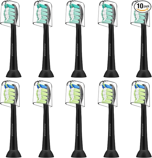 Replacement Toothbrush Heads for Philips Sonicare Replacement Heads Compatible Electric Toothbrush Heads, 10 Pack, Black