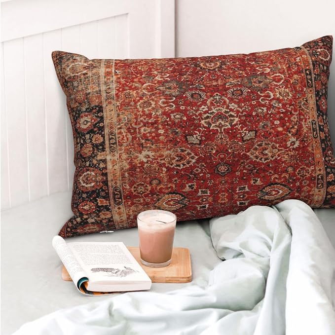Antique Oriental Turkish Carpet Pattern Pillow Covers Decorative Lumbar Throw Pillowcase 12x20 Inch Couch Cushion Cover for Home Decor Living Room Bedroom College Dorm Bed Car Sofa