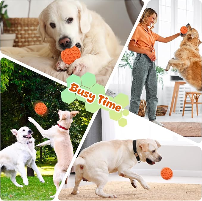 Squeaky Dog Toys for Aggressive Chewers, Indestructible Dog Balls for Aggressive Chewers, Squeaky Balls for Dogs, Interactive Toys for Large Dogs to Relax